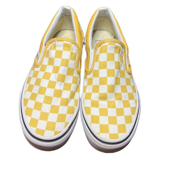 Vans Yellow and White Checkered Slip-On Sneakers - Picture 2 of 9